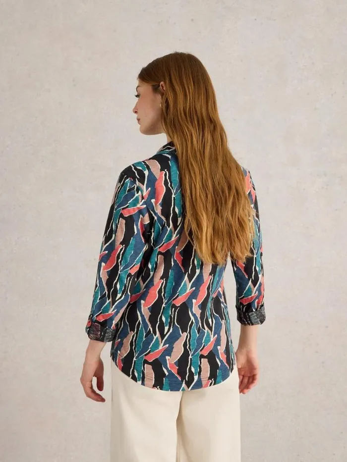 Women ANNIE COLLARED JERSEY SHIRT Navy Print White Stuff Shirts and Blouses Women ANNIE COLLARED JERSEY SHIRT Navy Print White Stuff Shirts and Blouses