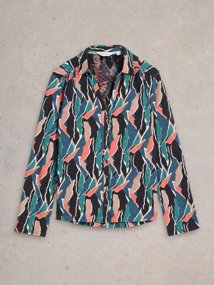 Women ANNIE COLLARED JERSEY SHIRT Navy Print White Stuff Shirts and Blouses Women ANNIE COLLARED JERSEY SHIRT Navy Print White Stuff Shirts and Blouses