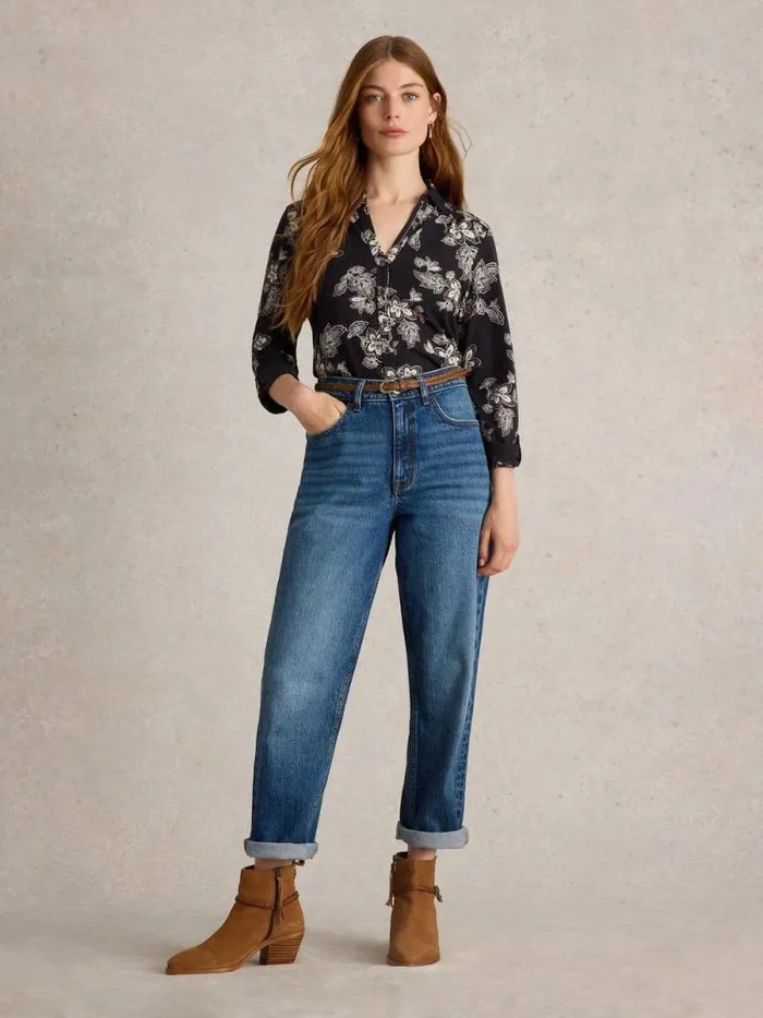 Women ANNIE COTTON SHIRT Black Multi White Stuff Tops and Tees