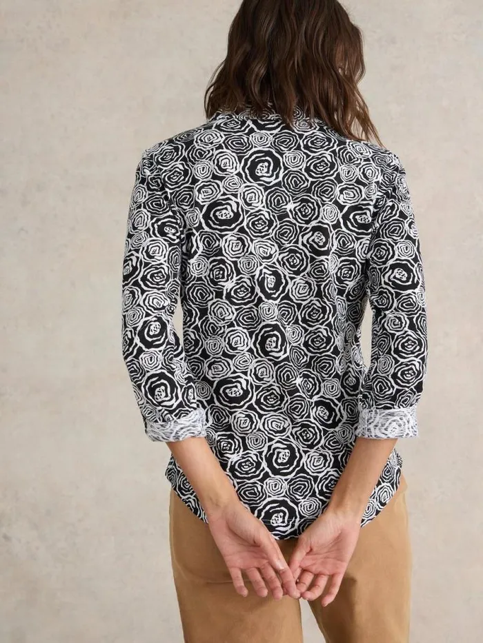 Women ANNIE COTTON SHIRT Black Print White Stuff Shirts and Blouses Women ANNIE COTTON SHIRT Black Print White Stuff Shirts and Blouses