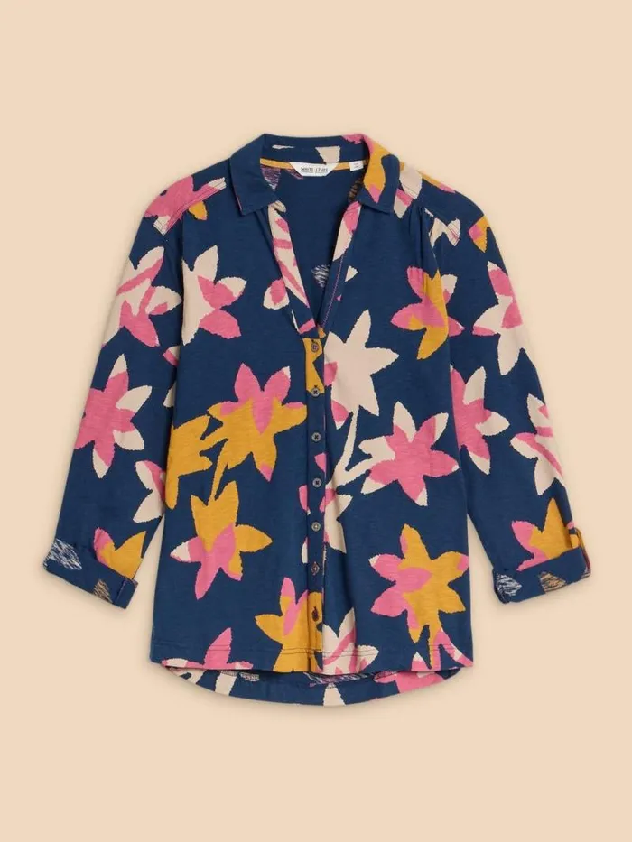 Women ANNIE JERSEY PRINT SHIRT Navy Print White Stuff Shirts and Blouses Women ANNIE JERSEY PRINT SHIRT Navy Print White Stuff Shirts and Blouses