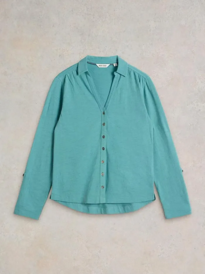 Women ANNIE TEXTURED SHIRT Mid Teal White Stuff Shirts and Blouses Women ANNIE TEXTURED SHIRT Mid Teal White Stuff Shirts and Blouses