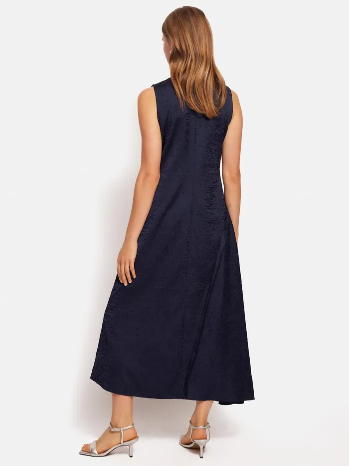 Women Asymmetric Textured Dress Navy Jigsaw Coords