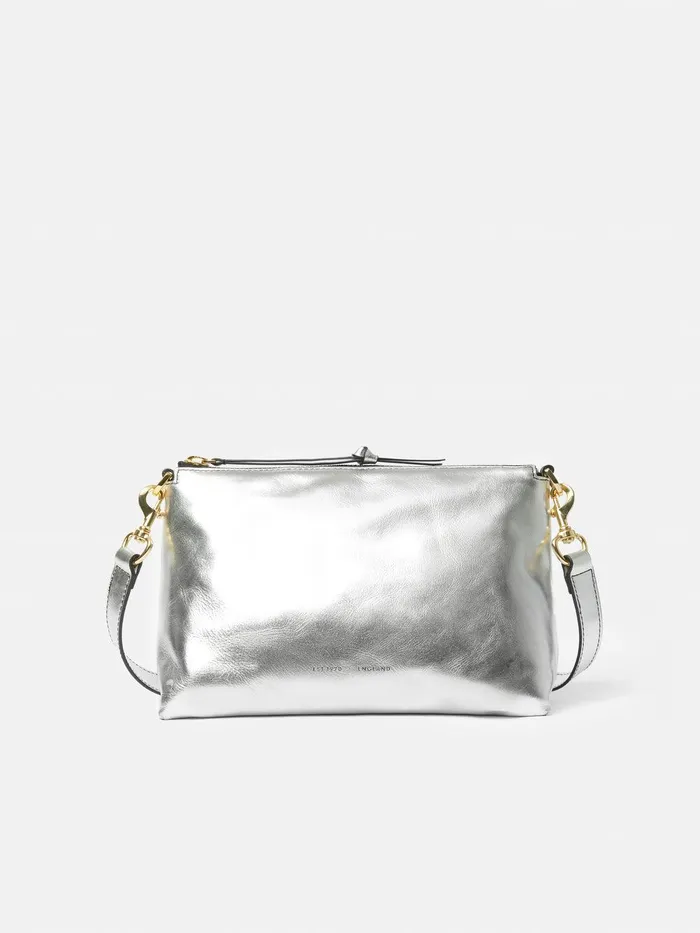 Women Ava Leather Crossbody Silver Jigsaw Leather
