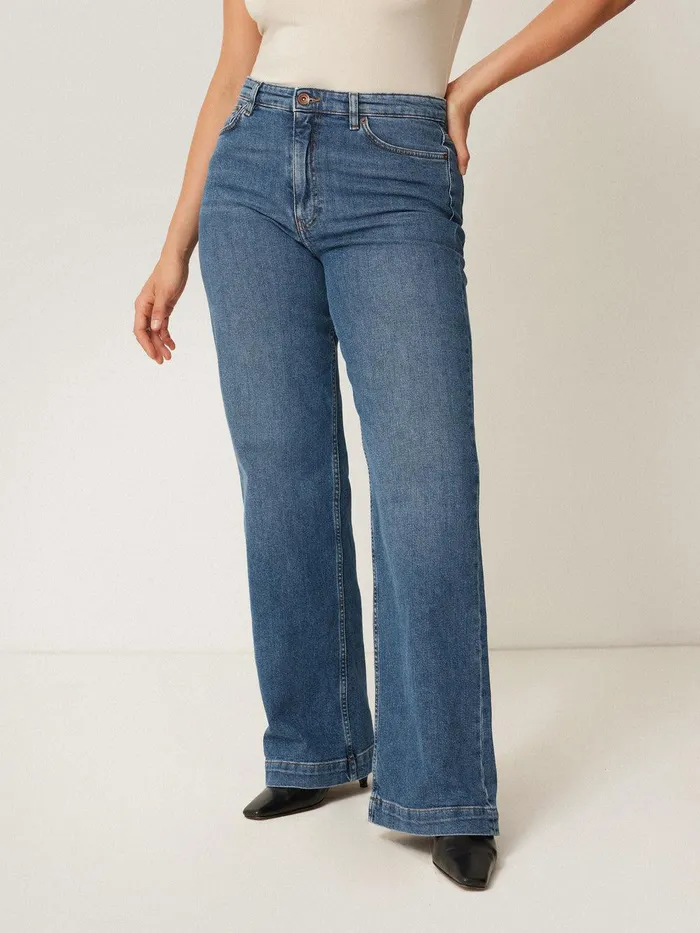 Women Balfour Long Wide Leg Jean Vintage Mid Blue Jigsaw Denim