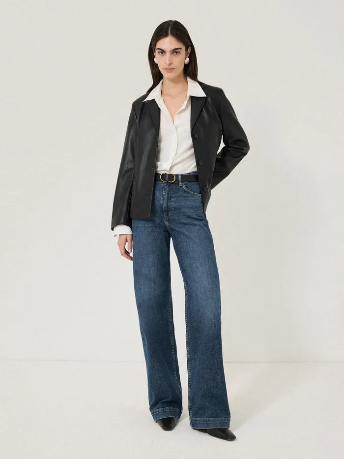 Women Balfour Long Wide Leg Jean Vintage Mid Blue Jigsaw Denim