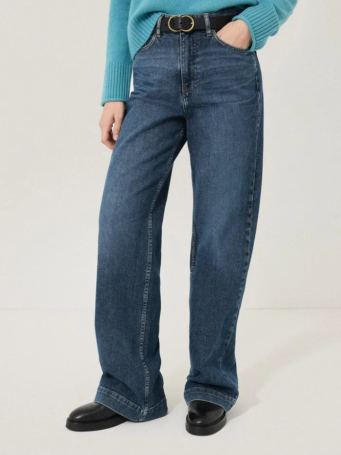 Women Balfour Long Wide Leg Jean Vintage Mid Blue Jigsaw Denim