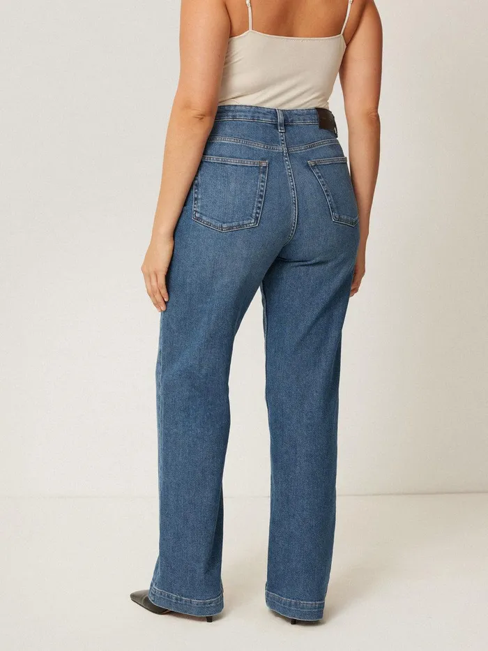 Women Balfour Long Wide Leg Jean Vintage Mid Blue Jigsaw Denim