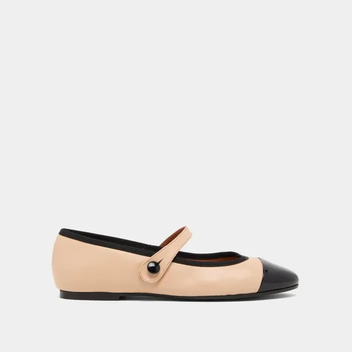 Women Ballerinas With Straps Beige JONAK Ballet Flats