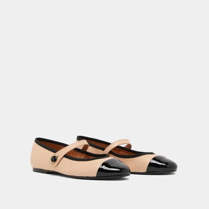 Women Ballerinas With Straps Beige JONAK Ballet Flats