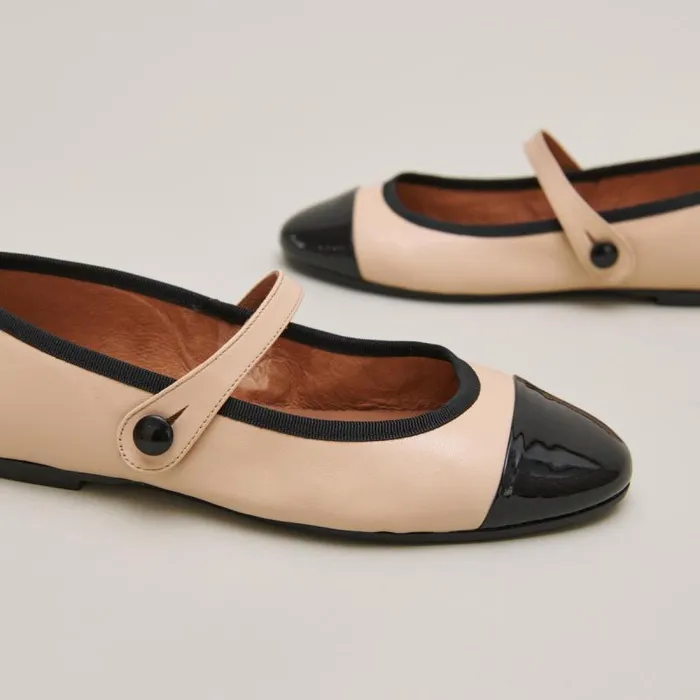 Women Ballerinas With Straps Beige JONAK Ballet Flats