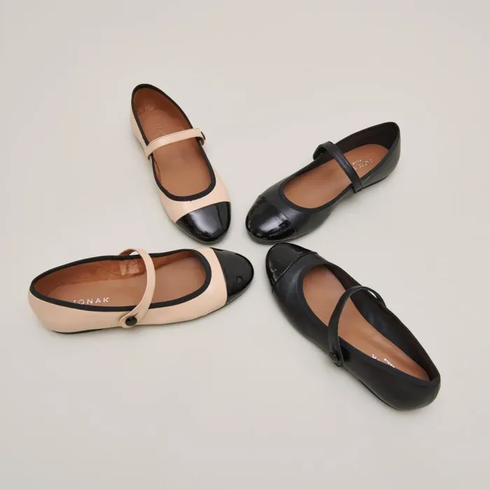 Women Ballerinas With Straps Beige JONAK Ballet Flats