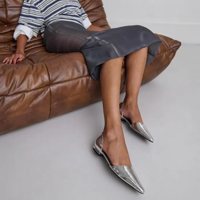 Women Ballet Flats With Pointed Toes Silver JONAK 60 Years