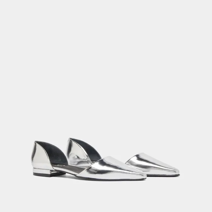 Women Ballet Flats With Pointed Toes Silver JONAK 60 Years