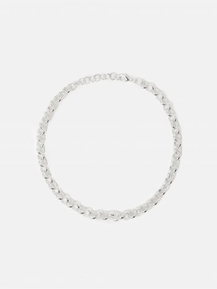 Women Belcher Chain Necklace Silver Jigsaw Party