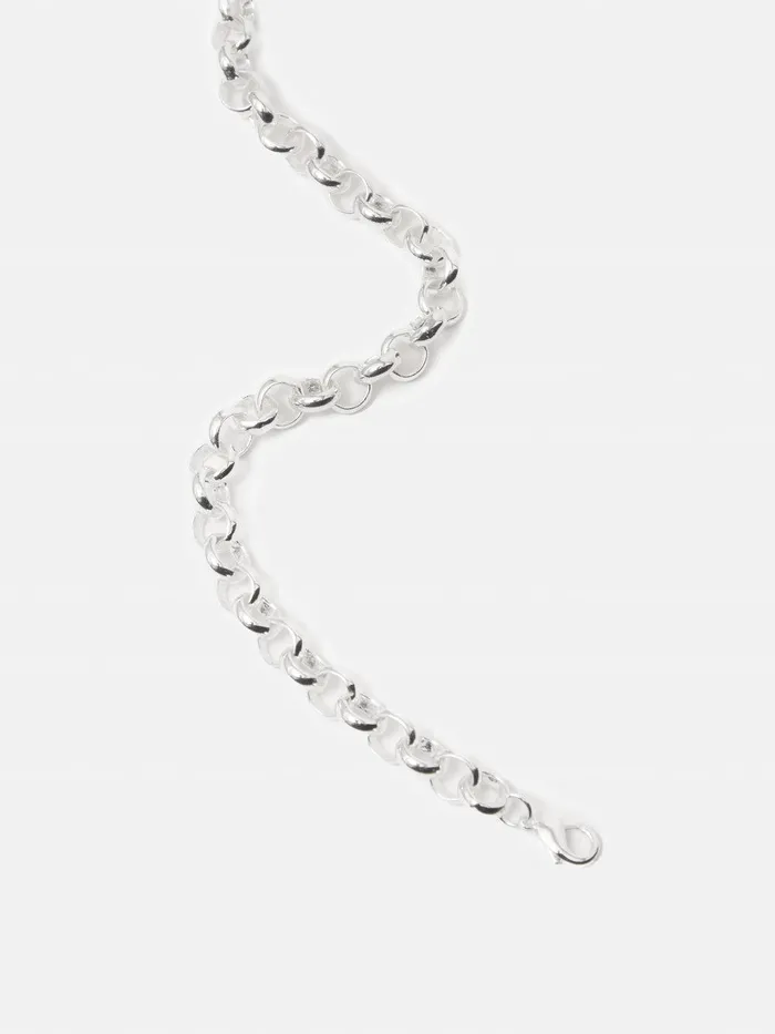 Women Belcher Chain Necklace Silver Jigsaw Party