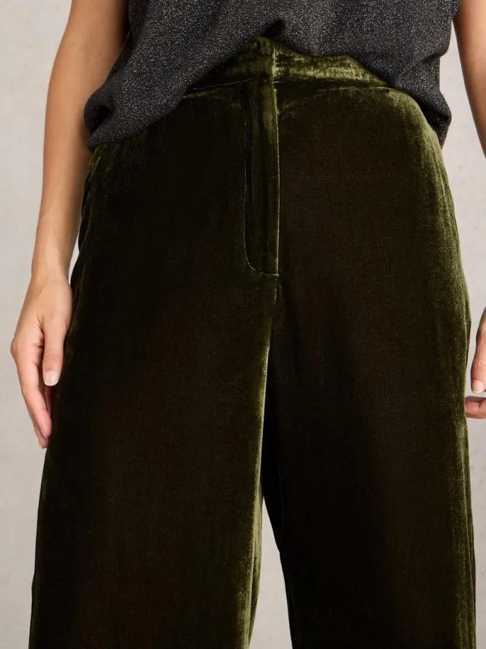 Women Belle Wide Leg Velvet Trouser Khaki Green White Stuff Trousers Women Belle Wide Leg Velvet Trouser Khaki Green White Stuff Trousers