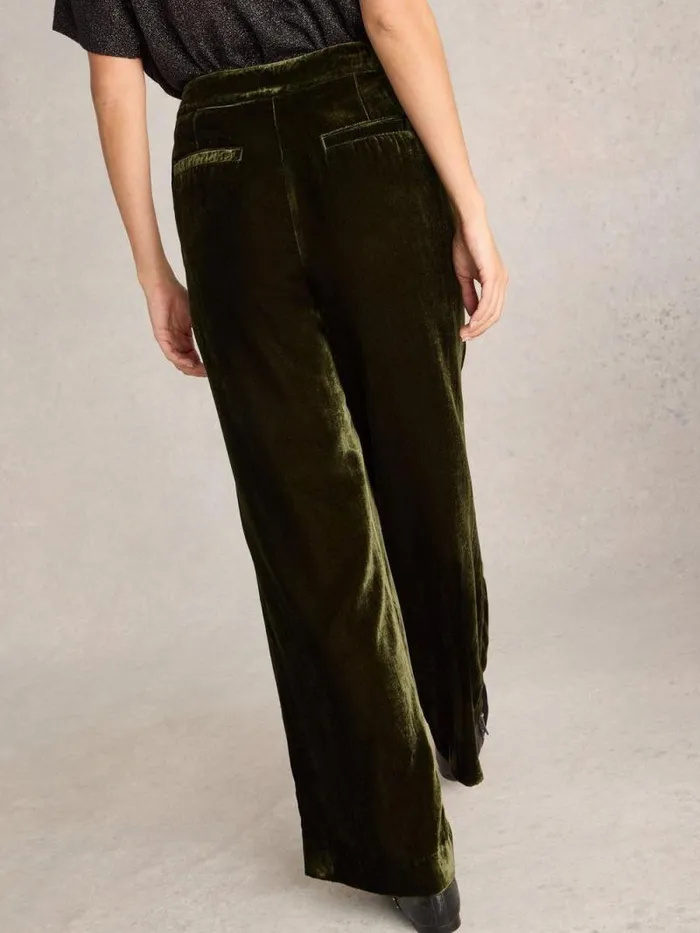 Women Belle Wide Leg Velvet Trouser Khaki Green White Stuff Trousers Women Belle Wide Leg Velvet Trouser Khaki Green White Stuff Trousers