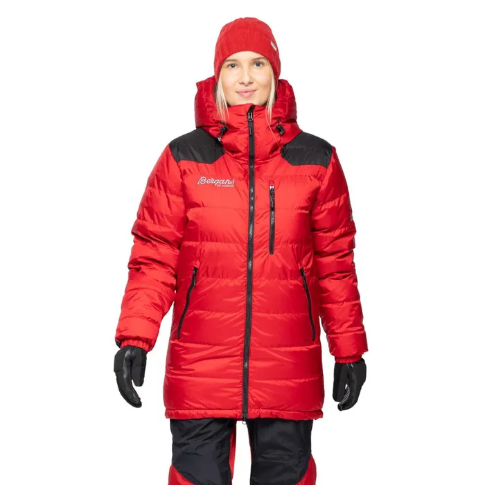 Women Bergans Of Norway Down Jackets Expedition Down Light Parka Red Black
