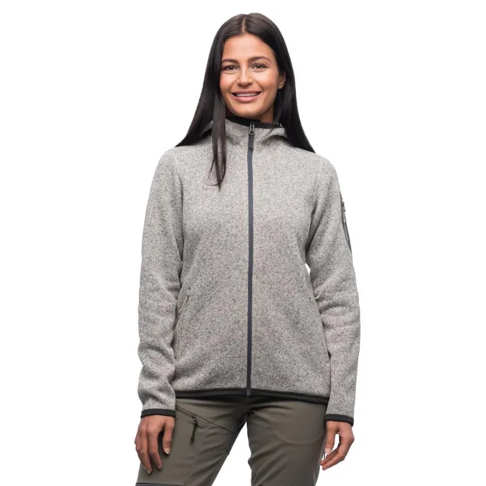 Women Bergans Of Norway Fleece Kamphaug Knitted W Hoodie Chalk Sand