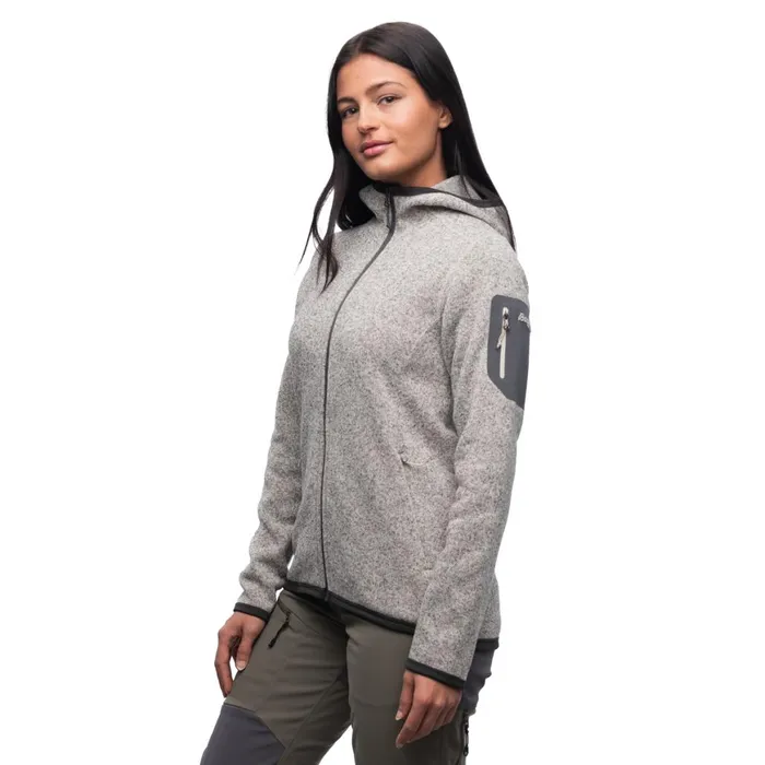 Women Bergans Of Norway Fleece Kamphaug Knitted W Hoodie Chalk Sand