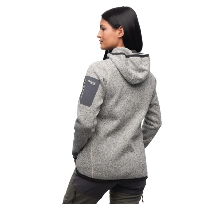 Women Bergans Of Norway Fleece Kamphaug Knitted W Hoodie Chalk Sand
