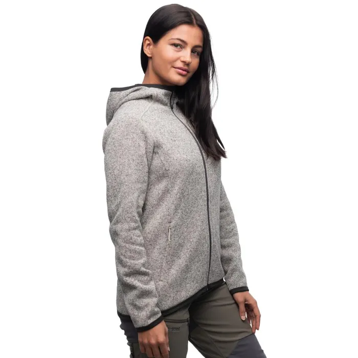 Women Bergans Of Norway Fleece Kamphaug Knitted W Hoodie Chalk Sand