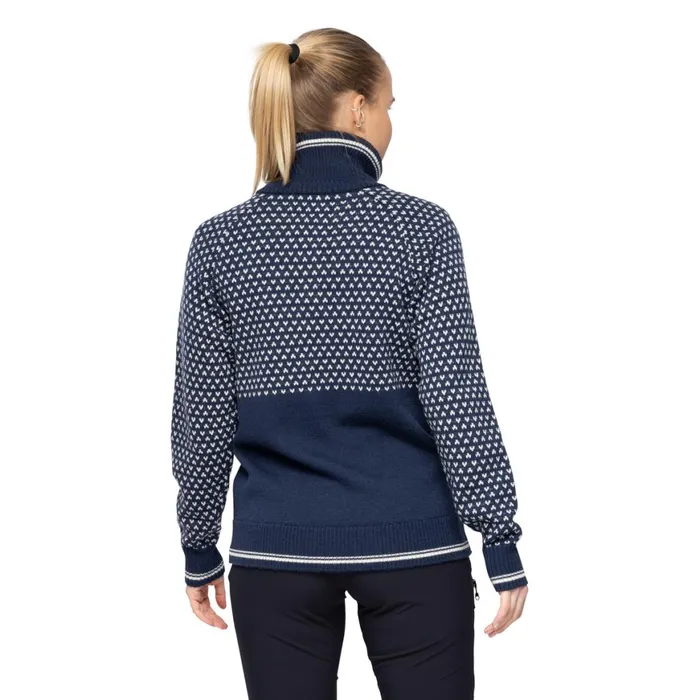 Women Bergans Of Norway Jumpers And Long Sleeves Alvdal Wool W Half Zip Navy Vanilla White