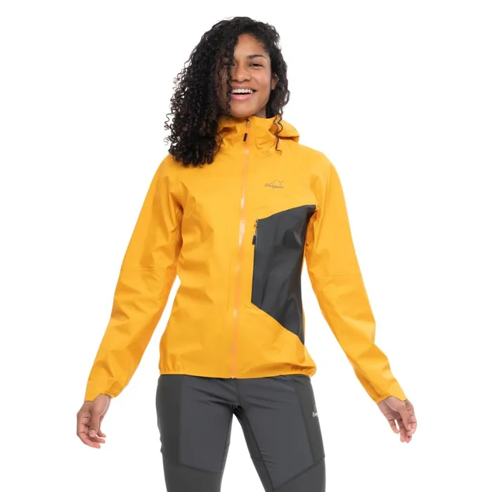 Women Bergans Of Norway Shell Jackets Y Lightline Air 3l Shell Jacket Mango Yellow Dark Shadow Grey