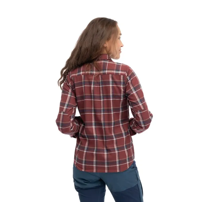 Women Bergans Of Norway Shirts Tovdal W Shirt Amarone Red Dark Shadow Grey Check