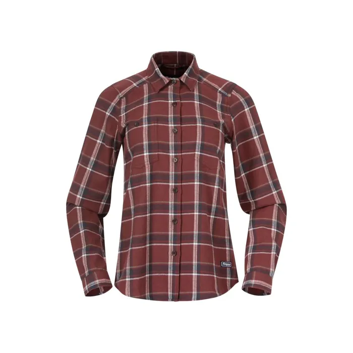 Women Bergans Of Norway Shirts Tovdal W Shirt Amarone Red Dark Shadow Grey Check