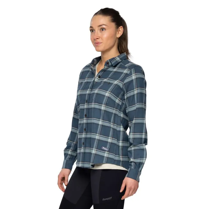 Women Bergans Of Norway Shirts Tovdal W Shirt Orion Blue Misty Forest Check