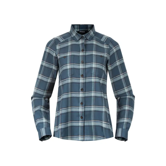 Women Bergans Of Norway Shirts Tovdal W Shirt Orion Blue Misty Forest Check