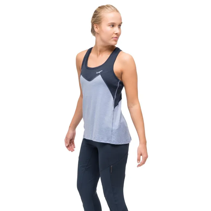 Women Bergans Of Norway Singlets Tind Wool Top Blueberry Milk Navy Blue