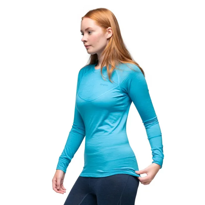 Women Bergans Of Norway Wool Longsleeved Shirts InnerLight W Long Sleeve Aqua Lagoon