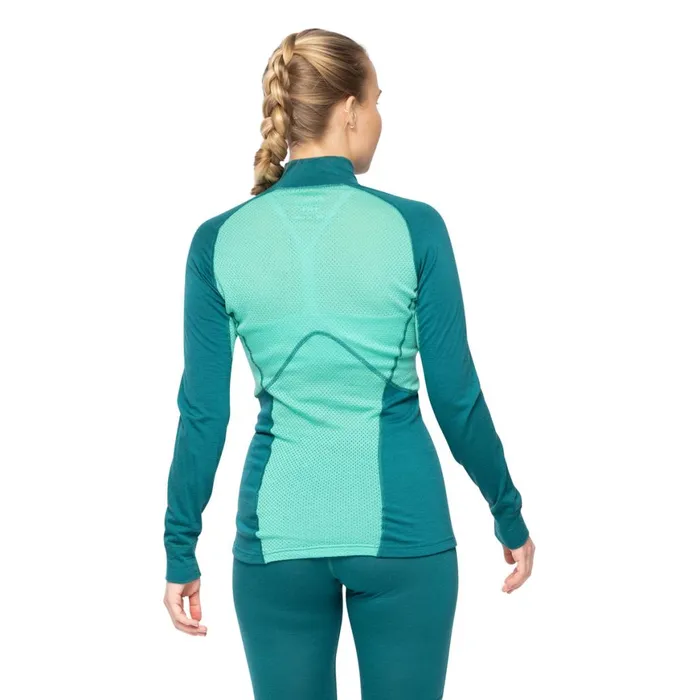 Women Bergans Of Norway Wool Longsleeved Shirts InnerPure Merino Half Zip Malachite Green Light Malachite Green