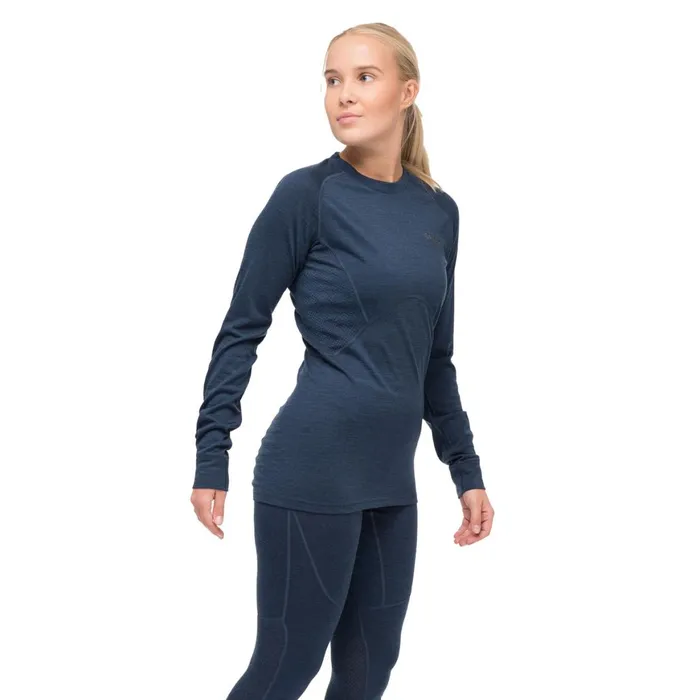Women Bergans Of Norway Wool Longsleeved Shirts InnerPure Merino Long Sleeve Navy Blue