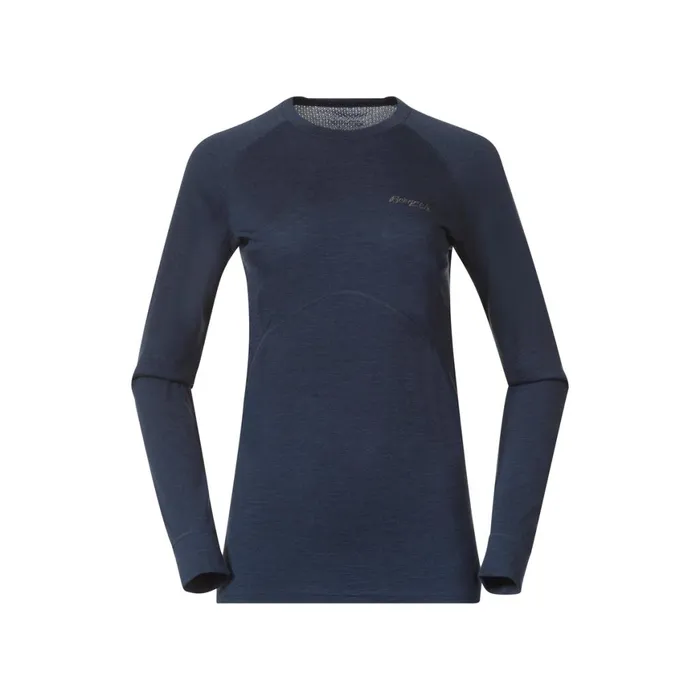 Women Bergans Of Norway Wool Longsleeved Shirts InnerPure Merino Long Sleeve Navy Blue