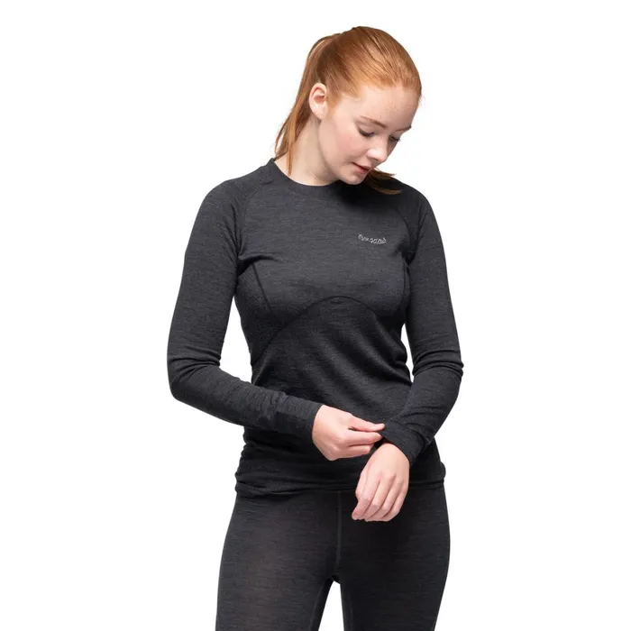 Women Bergans Of Norway Wool Longsleeved Shirts InnerPure W Long Sleeve Solid Charcoal