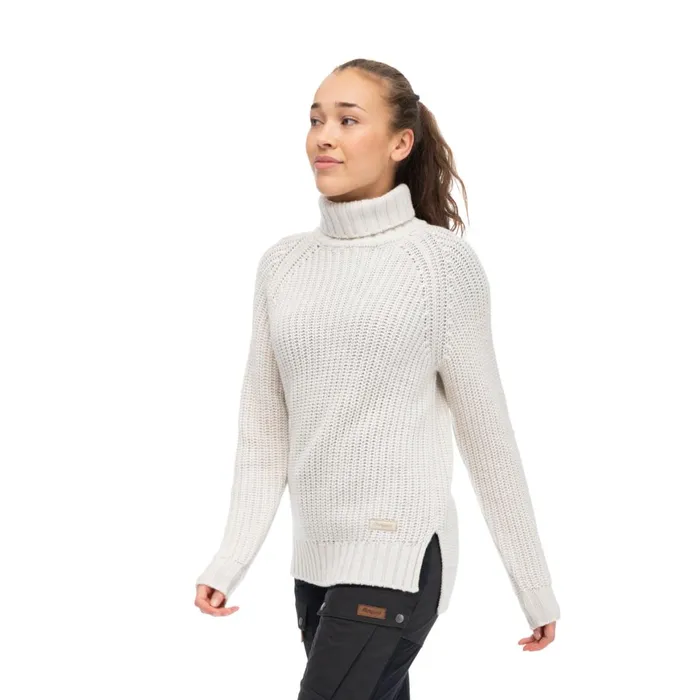 Women Bergans Of Norway Wool Nordmarka Merino High Neck Jumper Vanilla White