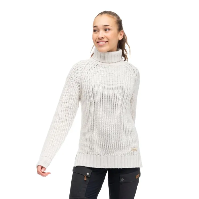 Women Bergans Of Norway Wool Nordmarka Merino High Neck Jumper Vanilla White