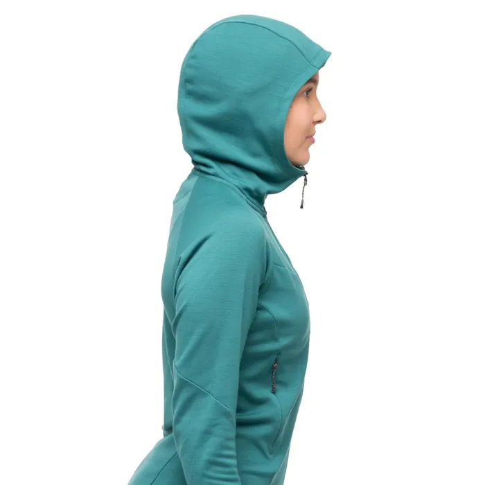 Women Bergans Of Norway Wool Tind Merino Hood Jacket Malachite Green
