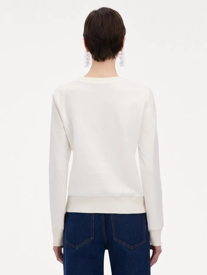 Women Blouses and Knits Oscar De La Renta Chrysanthemum Jersey Pullover Yellow Ivory