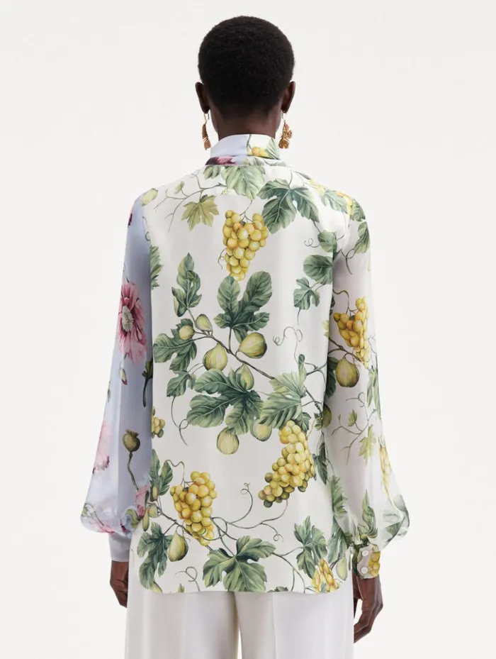 Women Blouses and Knits Oscar De La Renta Fig and Grapes Silk Chiffon Blouse Multi Women Blouses and Knits Oscar De La Renta Fig and Grapes Silk Chiffon Blouse Multi