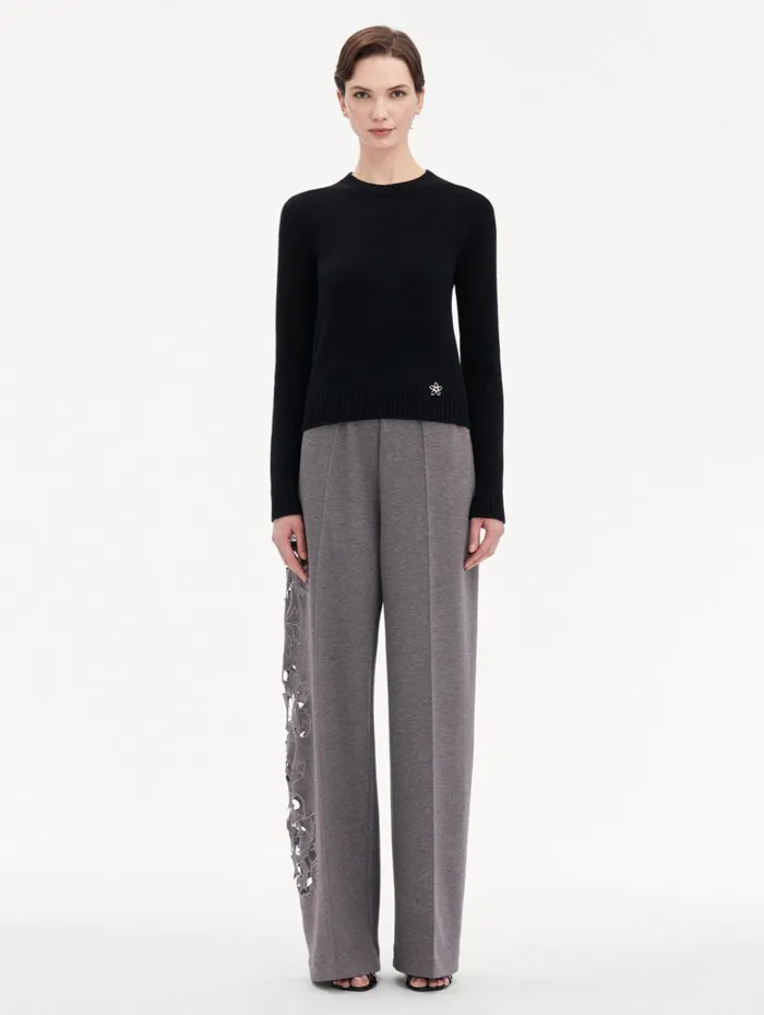 Women Blouses and Knits Oscar De La Renta O Flower Cashmere Pullover Black Women Blouses and Knits Oscar De La Renta O Flower Cashmere Pullover Black