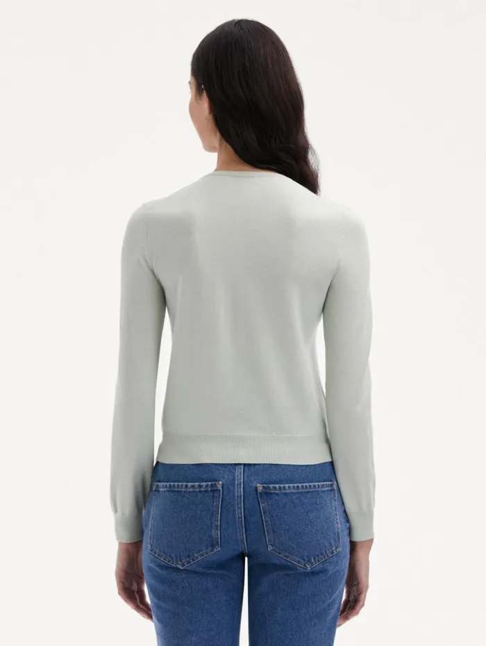 Women Blouses and Knits Oscar De La Renta Poppy Threadwork Cardigan Sage Yellow Women Blouses and Knits Oscar De La Renta Poppy Threadwork Cardigan Sage Yellow