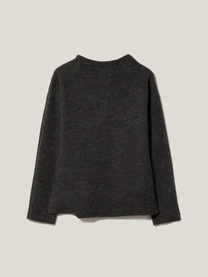 Women Boiled Wool Blend Batwing Top Dark Grey Jigsaw Coords