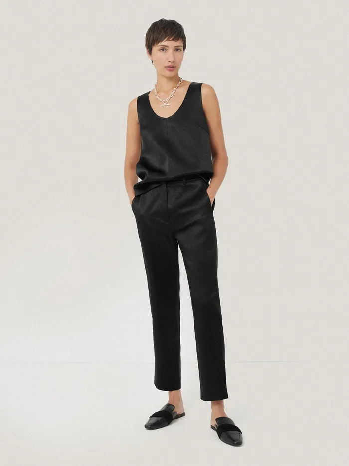 Women Bonded Satin Trouser Black Jigsaw Party
