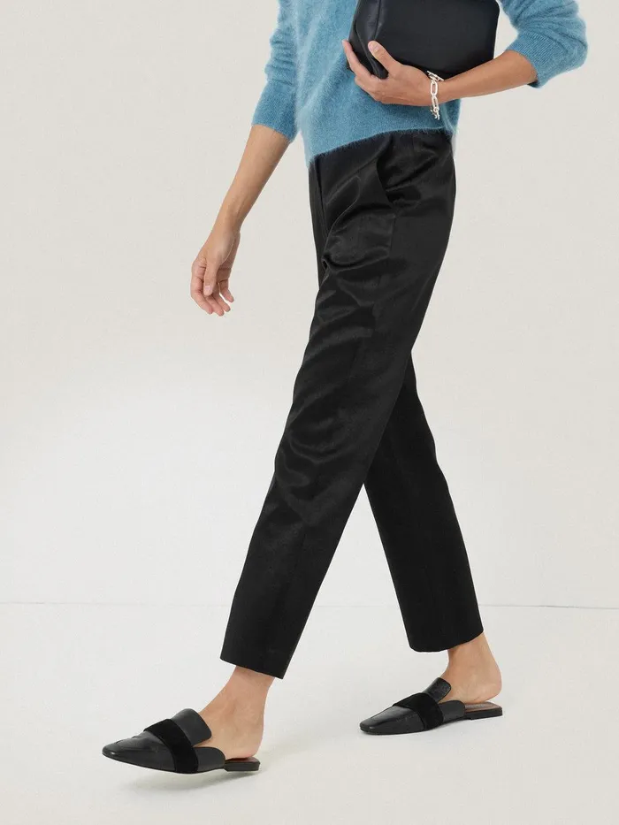 Women Bonded Satin Trouser Black Jigsaw Party