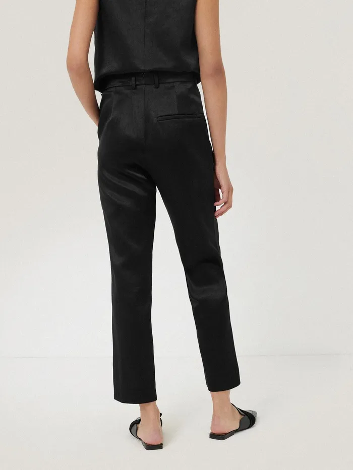Women Bonded Satin Trouser Black Jigsaw Party